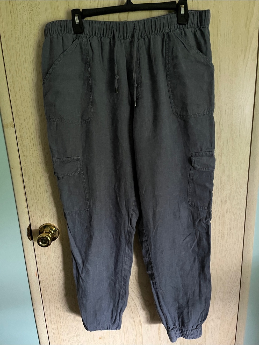 Nicole Miller Dark Grey Linen Jogger Pants Sz xL